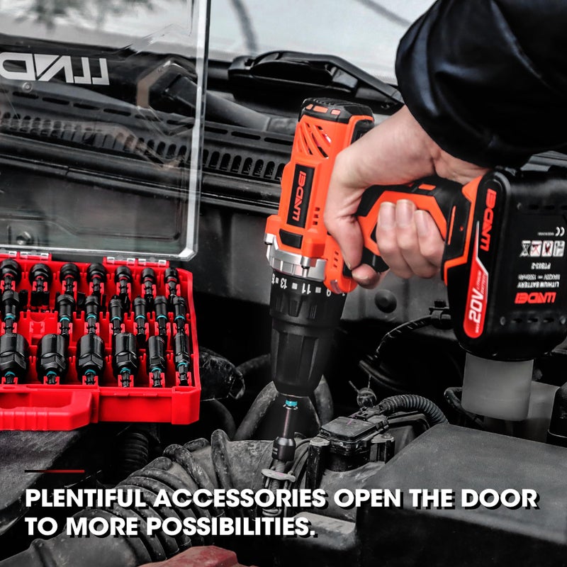 LLNDEI Magnetic Impact Nut Driver Set  55PCS 1/4 socket set with Deep Driver Bit Sets Includes Bit Extension  Pivoting & Wing Nut Setters Compatible with Impact Drills & Deep Drivers - Image 5
